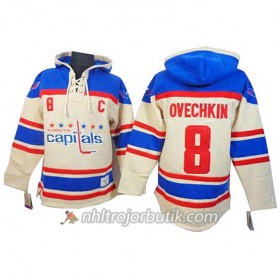 Män Ishockey Washington Capitals Alex Ovechkin 8 Cream Sawyer Hooded Sweatshirt
